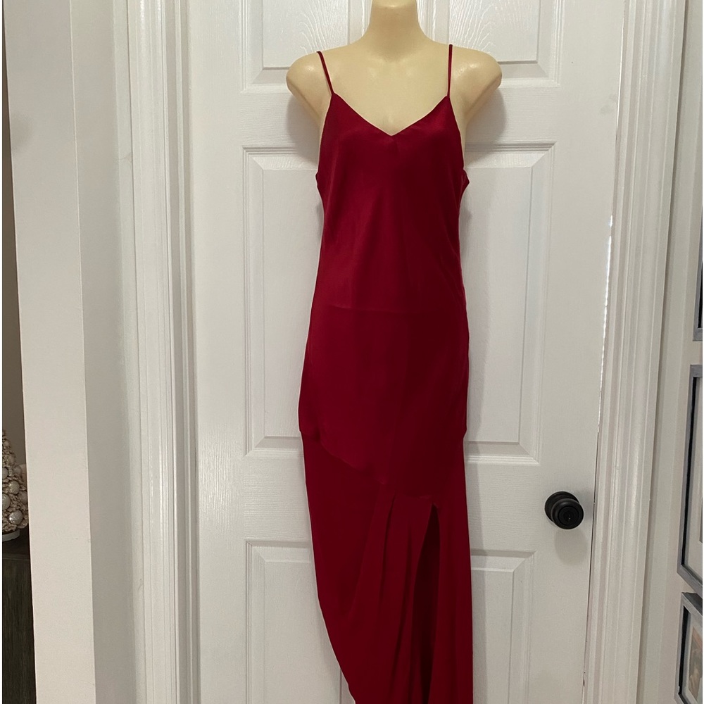 Haute Hippie Red Wine 100% Silk Maxi Gown Dress XS NWOT